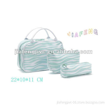 Cross Strip Trio PU Lady Handle Bag with Zipper